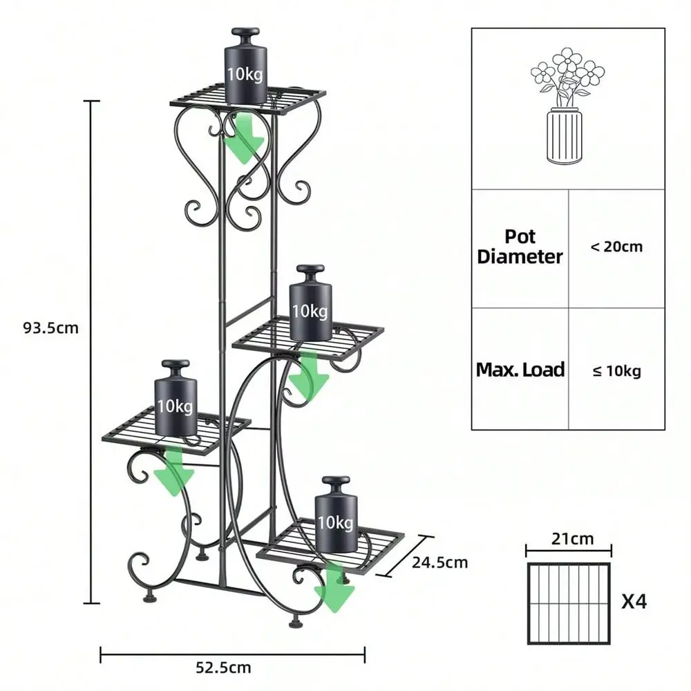 Metal Plant Stand Outdoor Indoor Garden Plants Pot Shelf 4 Tier Flower Stand Plant Display Rack Herb Holder For Balcony Living
Metal Plant Stand Outdoor Indoor Garden Plants Pot Shelf 4 Tier Flower Stand Plant Display Rack Herb Holder For Balcony Living