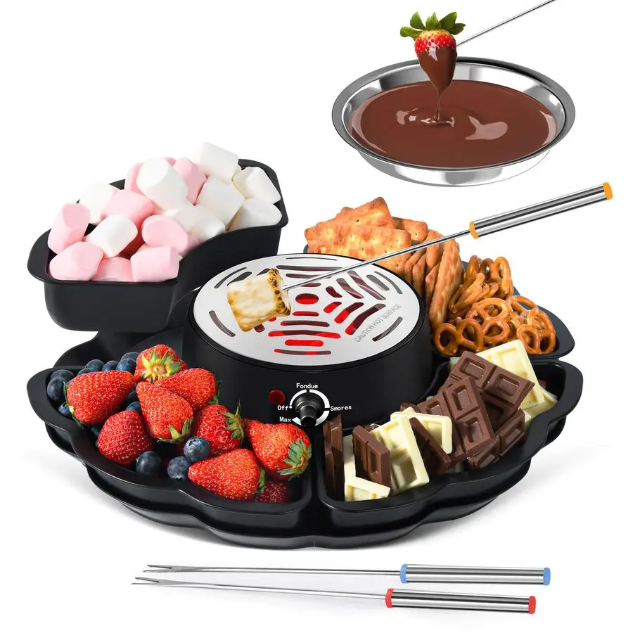 in 1 Electric Smores Maker amp Fondue Pot, Tabletop Indoor Smores kit with 4 Roasting Forks, 4 Detachable Trays amp 1 Flameless
in 1 Electric Smores Maker amp Fondue Pot, Tabletop Indoor Smores kit with 4 Roasting Forks, 4 Detachable Trays amp 1 Flameless