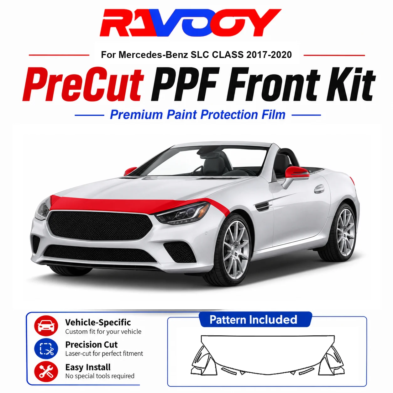 8.5mil TPU Precut PPF Kit For Mercedes-Benz SLC CLASS 2017-2020 - Hood, Fenders & Mirror Set - Self-Healing Clear Bra Film
8.5mil TPU Precut PPF Kit For Mercedes-Benz SLC CLASS 2017-2020 - Hood, Fenders & Mirror Set - Self-Healing Clear Bra Film