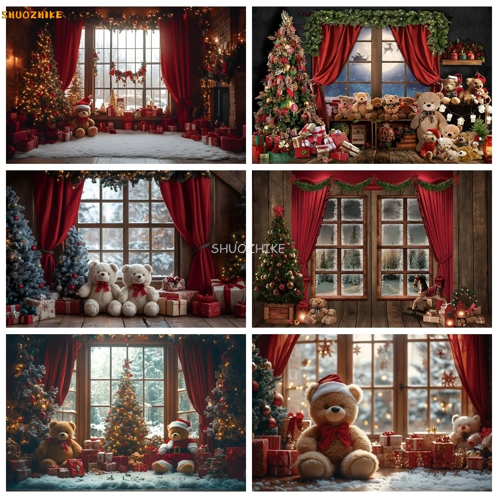 Winter Christmas Photography Backdrop Window Toy Bear Christmas Tree Kid Family Portrait Wood Floor Festival Party Backgrounds
Winter Christmas Photography Backdrop Window Toy Bear Christmas Tree Kid Family Portrait Wood Floor Festival Party Backgrounds