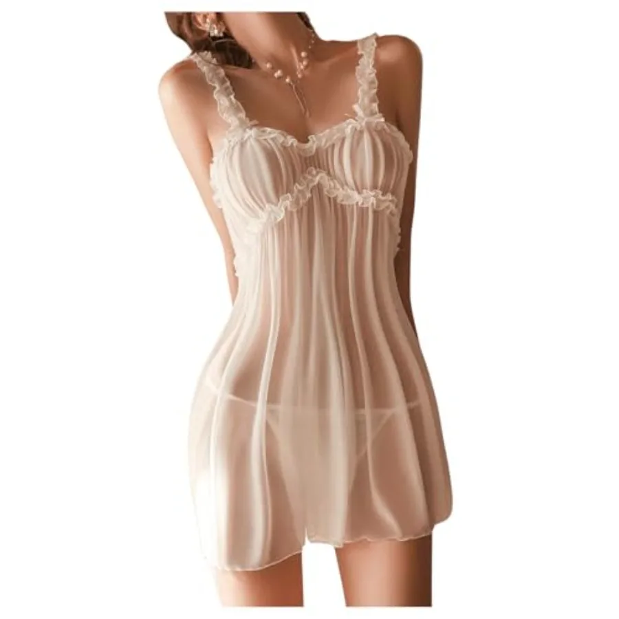 SHENHE Women's Lingerie Mesh Slip Dress Sheer Babydoll Nightgown Chemise Nightdress with Thong
SHENHE Women's Lingerie Mesh Slip Dress Sheer Babydoll Nightgown Chemise Nightdress with Thong