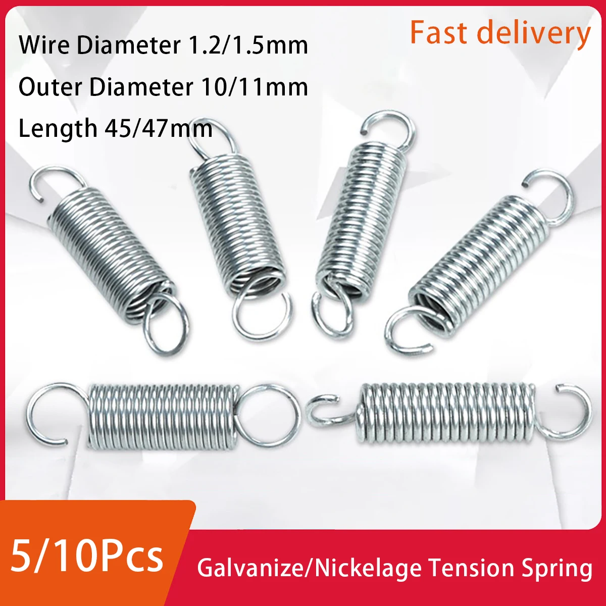 5/10Pcs Galvanize Nickelage Tension Spring Broach Spring Semi-Automatic Baler Hook Circle Wire Diameter 1.2/1.5Mm Outer 10/11Mm
5/10Pcs Galvanize Nickelage Tension Spring Broach Spring Semi-Automatic Baler Hook Circle Wire Diameter 1.2/1.5Mm Outer 10/11Mm