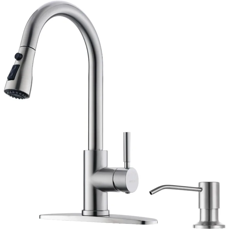 Kitchen Sink Faucet with Soap Dispenser, Kitchen Faucet with Pull Down Sprayer 3 Modes Stainless Steel Single Handle Single
Kitchen Sink Faucet with Soap Dispenser, Kitchen Faucet with Pull Down Sprayer 3 Modes Stainless Steel Single Handle Single