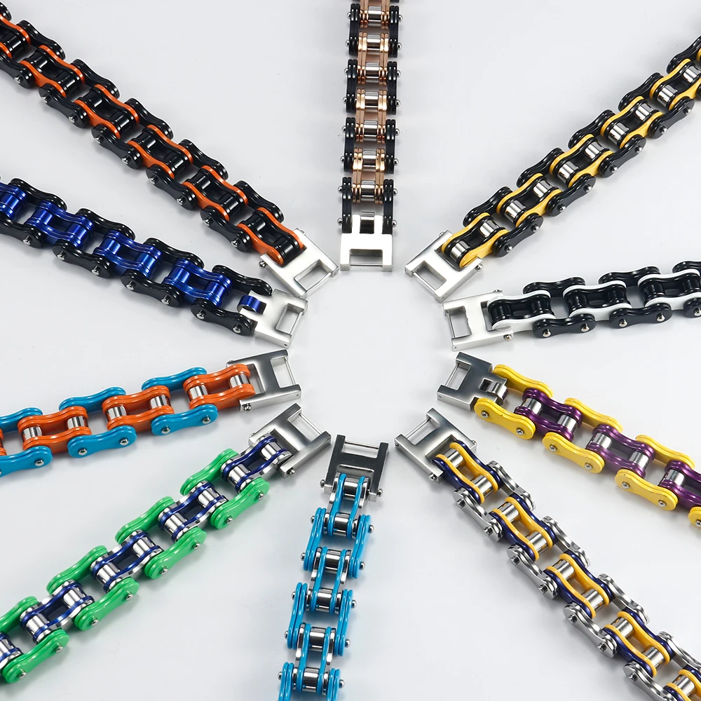 Multiple Color Bike Chain Link Bracelet for Men Hand Made Stainless Steel Bicycle Chain Hip Hop Jewelry
Multiple Color Bike Chain Link Bracelet for Men Hand Made Stainless Steel Bicycle Chain Hip Hop Jewelry