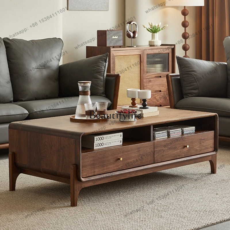 56North American black walnut solid wood simple home coffee table living room with drawers coffee table
56North American black walnut solid wood simple home coffee table living room with drawers coffee table