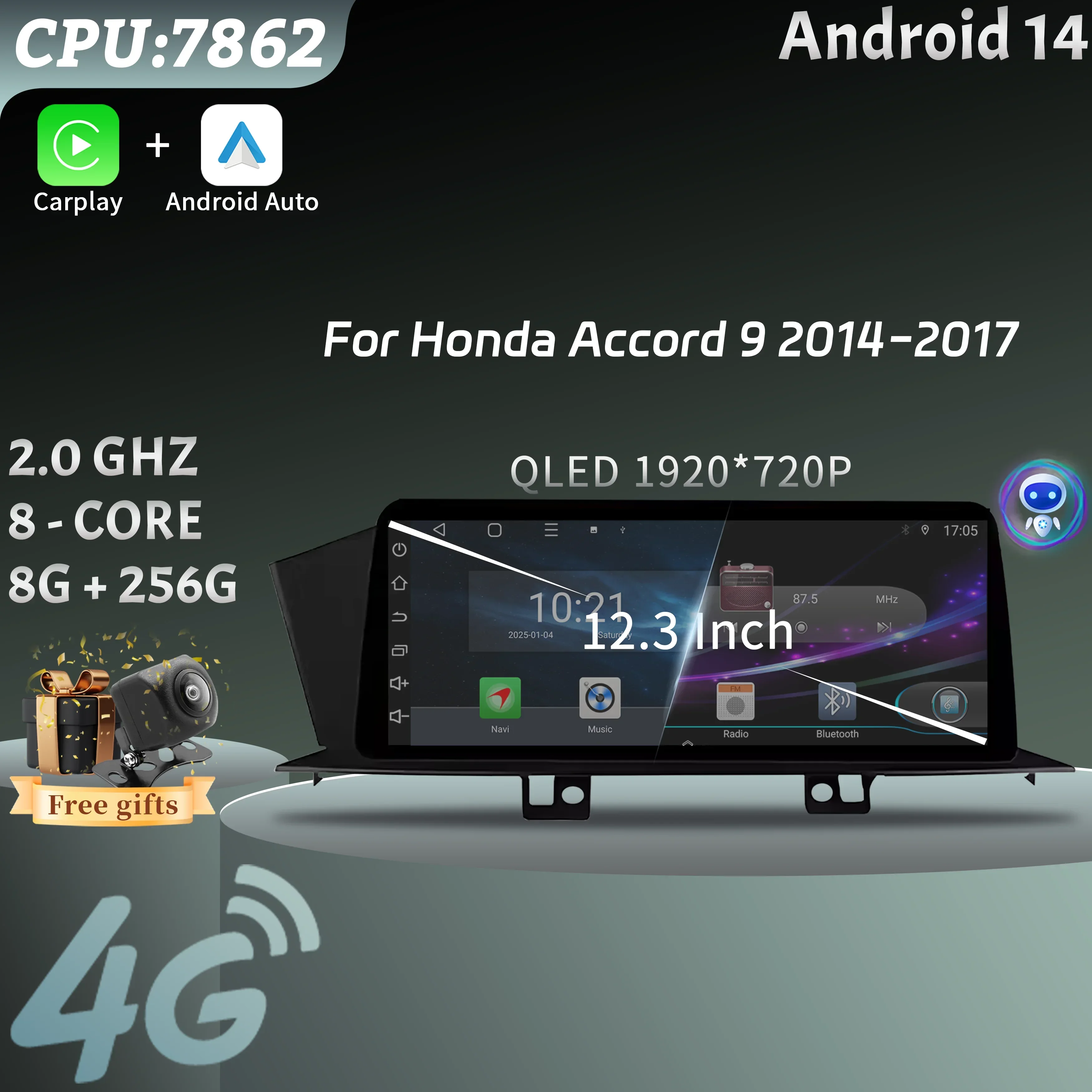 12,3 "для Honda Accord 9 2014-2017 автомобильный радиоприемник мультимедийная навигация GPS беспроводной Android 14 BT CarPlay 4G головное устройство стерео экран
12,3 "для Honda Accord 9 2014-2017 автомобильный радиоприемник мультимедийная навигация GPS беспроводной Android 14 BT CarPlay 4G головное устройство стерео экран
