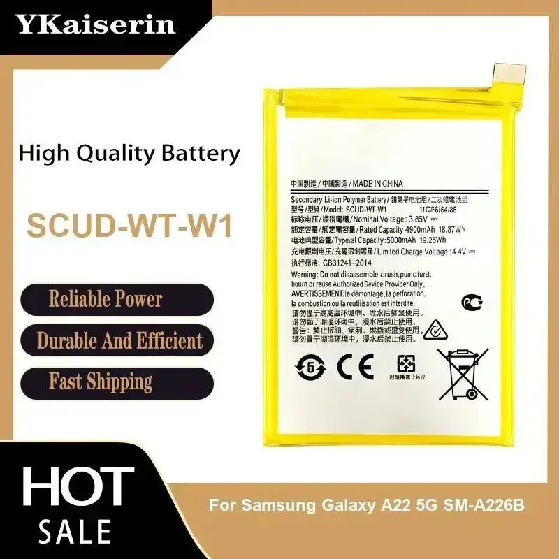 5000mAh Scud-WT-W1 Mobile Phone Battery For Samsung Galaxy A22 5G SM-A226B Strong Compatibility
5000mAh Scud-WT-W1 Mobile Phone Battery For Samsung Galaxy A22 5G SM-A226B Strong Compatibility