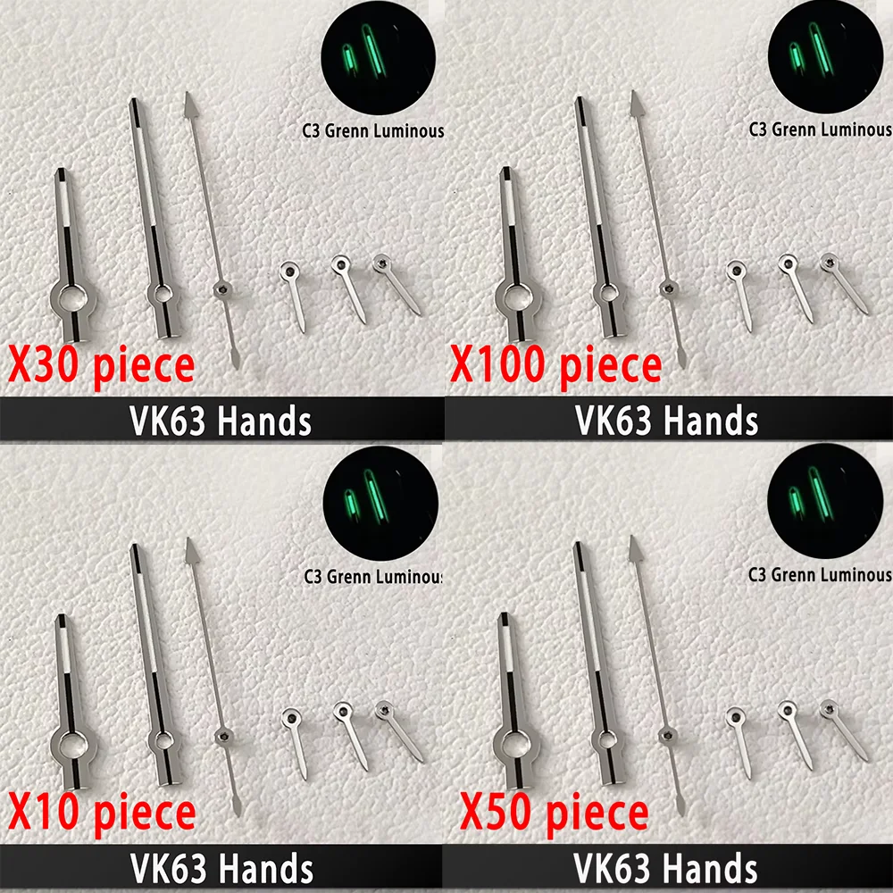 X10/30/50/100 Piece VK63 Watch Hands C3 Green Luminous Silver Pointer Classic Style Pointer Suitable For VK63 Quartz Movement
X10/30/50/100 Piece VK63 Watch Hands C3 Green Luminous Silver Pointer Classic Style Pointer Suitable For VK63 Quartz Movement