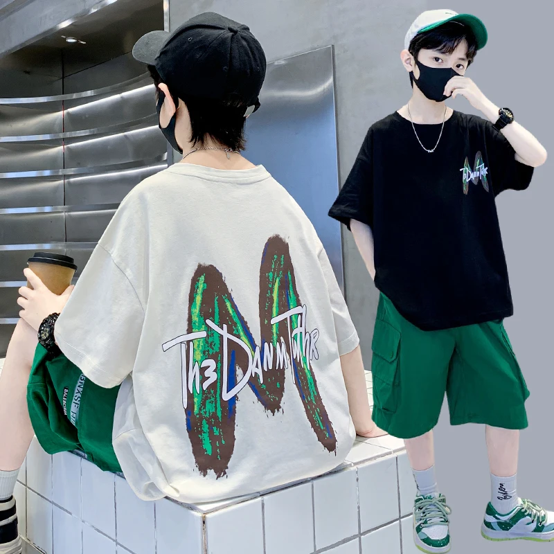 Korean Style Teenage Boys Sports Wear Clothing Suit Short Sleeved Cotton Solid Color T-shirt + Shorts Children Tracksuit 5-14 T
Korean Style Teenage Boys Sports Wear Clothing Suit Short Sleeved Cotton Solid Color T-shirt + Shorts Children Tracksuit 5-14 T