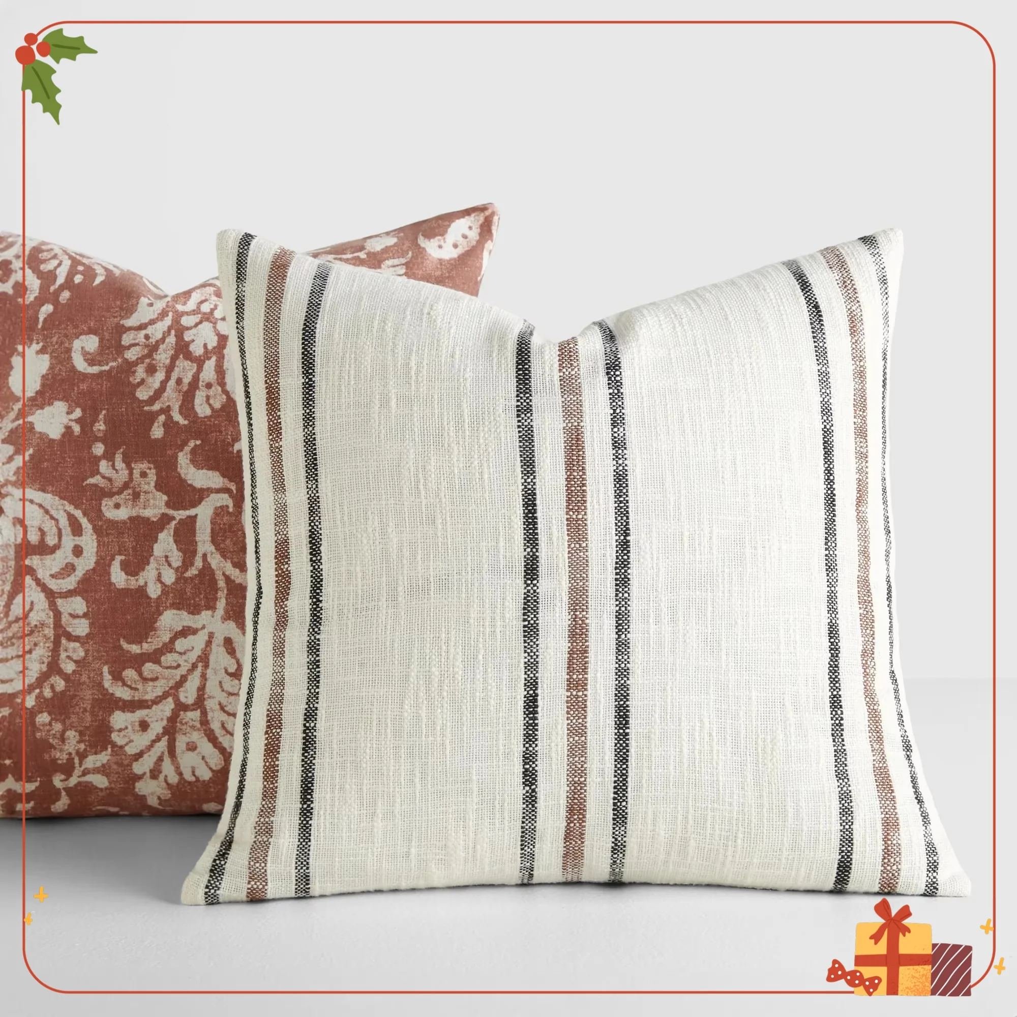 2-Pack Floral and Stripe Throw Pillow Covers, Terracotta Bohemian Decor for Couch Bedroom, Farmhouse Decorative Pillow Shams
2-Pack Floral and Stripe Throw Pillow Covers, Terracotta Bohemian Decor for Couch Bedroom, Farmhouse Decorative Pillow Shams