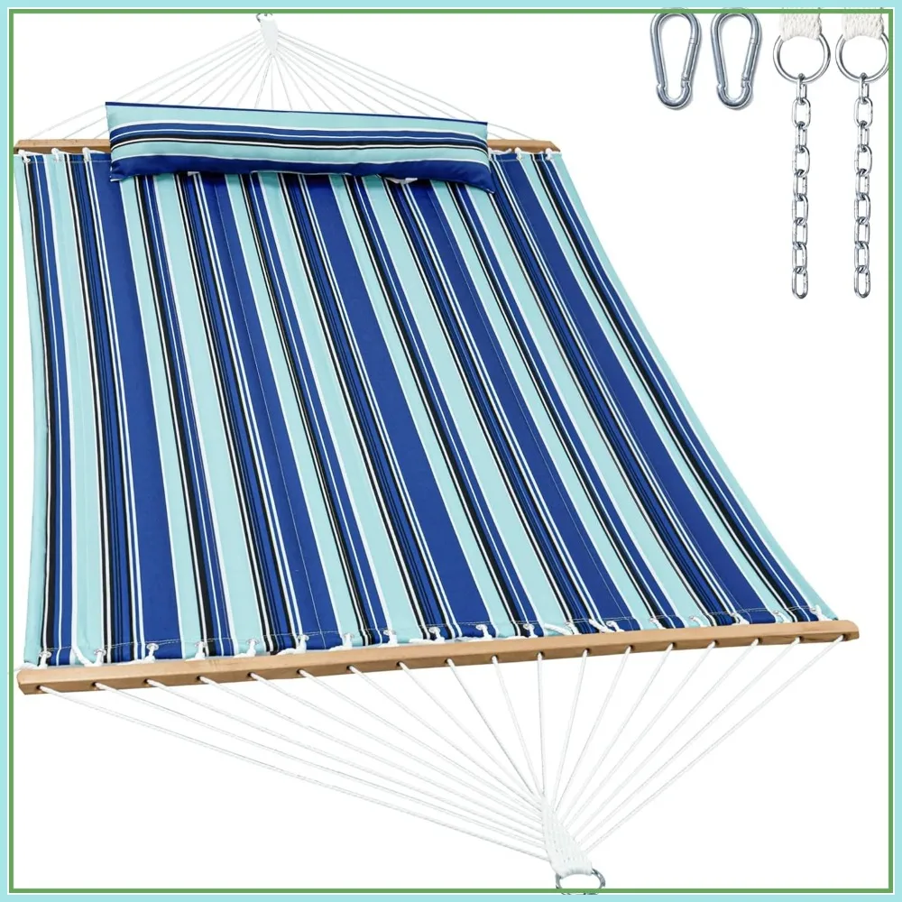 2-Person Quilted Fabric Hammock with Spreader Bar, Removable Pillow, Storage Bag, Max 475 lbs Capacity
2-Person Quilted Fabric Hammock with Spreader Bar, Removable Pillow, Storage Bag, Max 475 lbs Capacity