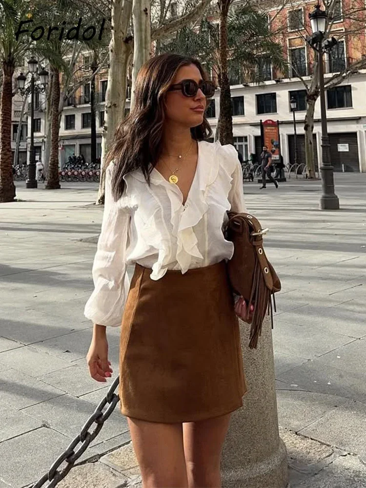 Foridol Summer Spring Ruffles Women Blouse Tiered V Neck Long Sleeve Chiffon Blouse Blusa Single Breasted Casual Blouse Shirt
Foridol Summer Spring Ruffles Women Blouse Tiered V Neck Long Sleeve Chiffon Blouse Blusa Single Breasted Casual Blouse Shirt