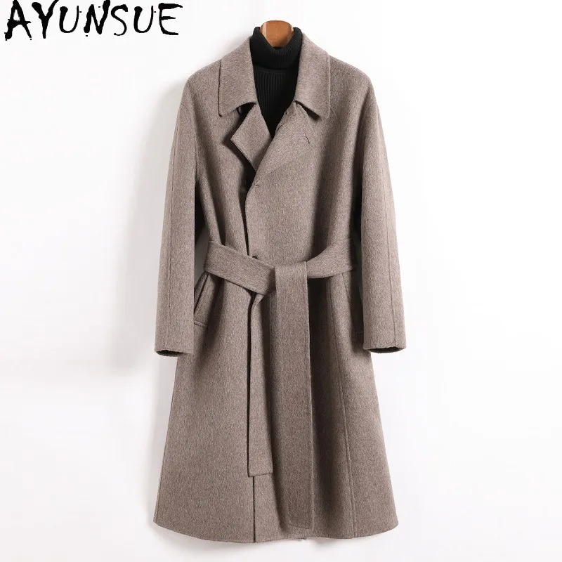 AYUNSUE Luxury Double-sided 100% Wool Coats for Man Fashion Woolen Trench Coat with Belt Mid-length Men's Jacket Autumn Winter
AYUNSUE Luxury Double-sided 100% Wool Coats for Man Fashion Woolen Trench Coat with Belt Mid-length Men's Jacket Autumn Winter