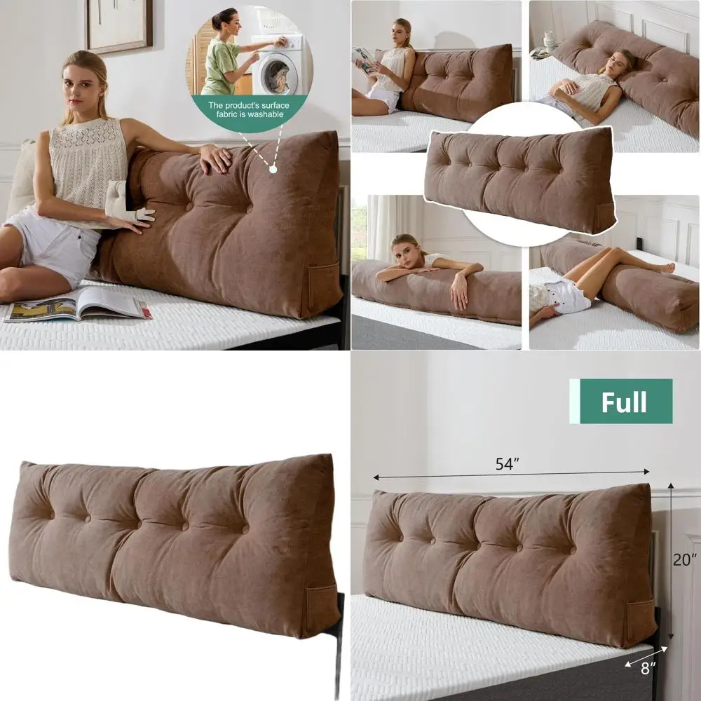 Triangular Wedge Pillow Headboard with Removable Cover - Reading Support Backrest for Bed, Side Pockets, Perfect for Reading and
Triangular Wedge Pillow Headboard with Removable Cover - Reading Support Backrest for Bed, Side Pockets, Perfect for Reading and