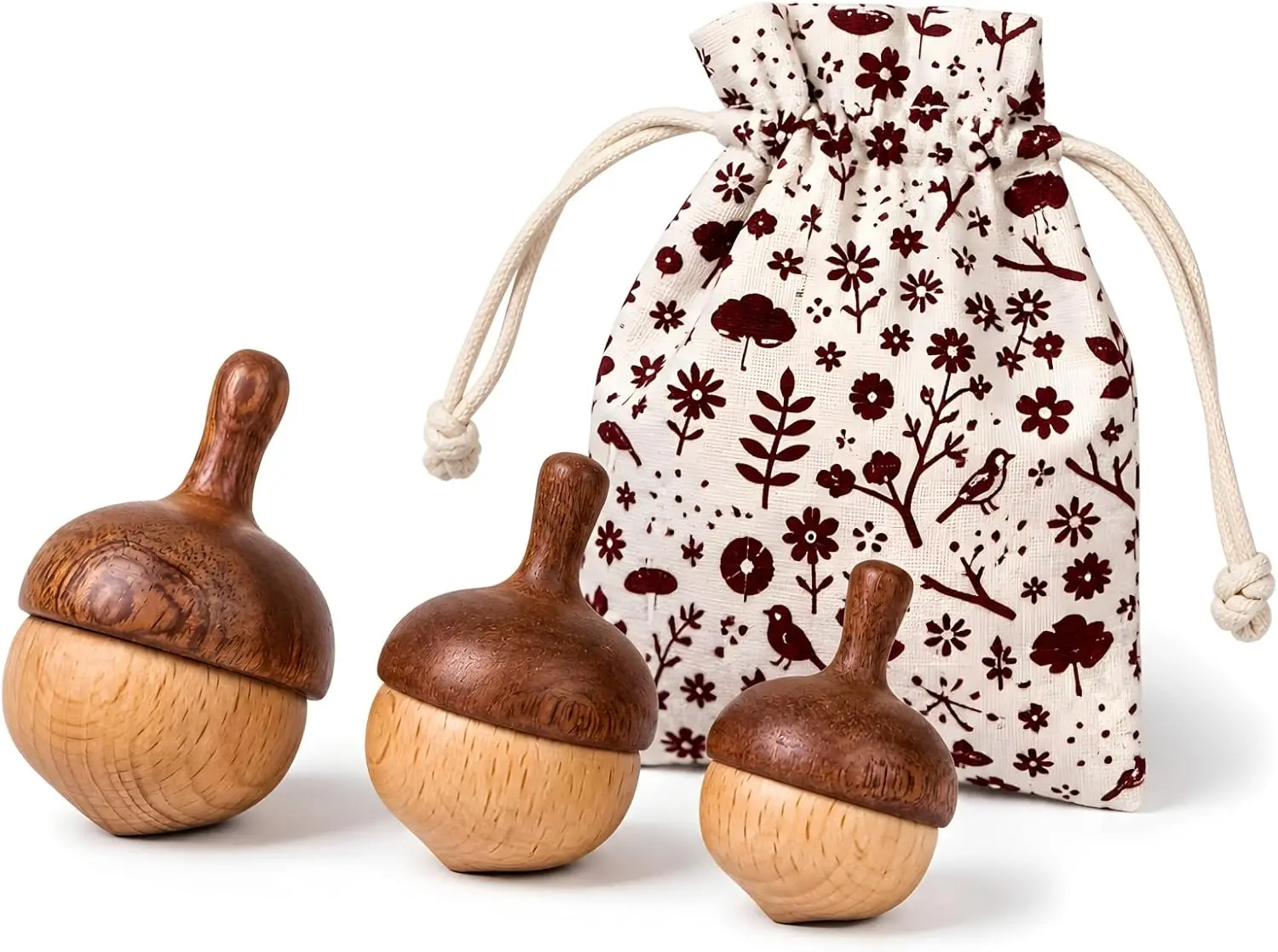 3-Piece Wooden Spinning Tops Set - Smooth Hardwood Acorn Toy with Cotton Storage Bag, Safe for Toddlers
3-Piece Wooden Spinning Tops Set - Smooth Hardwood Acorn Toy with Cotton Storage Bag, Safe for Toddlers