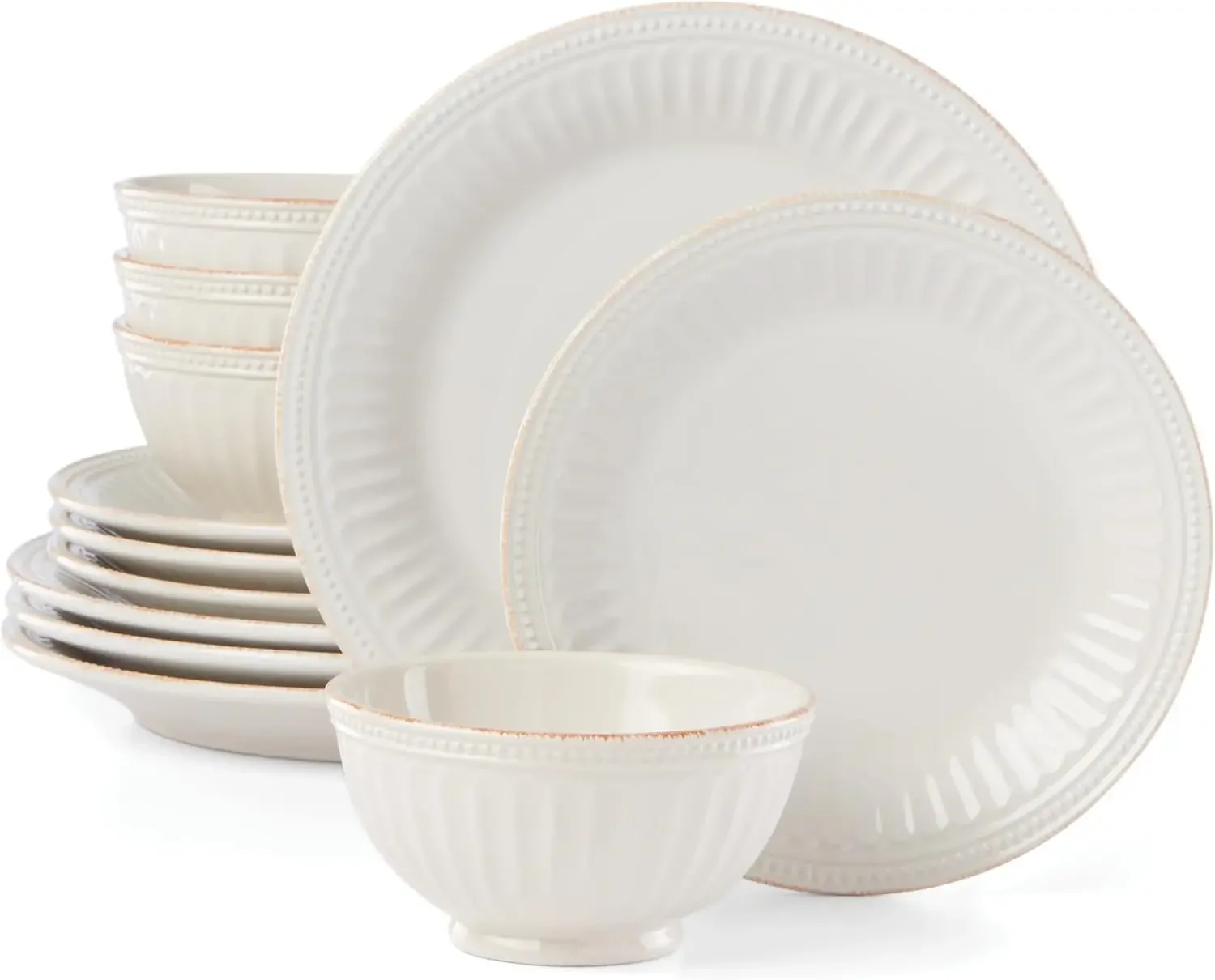 French Perle Groove 12-Piece Plate & Bowl Set, 23.05 LB, White
French Perle Groove 12-Piece Plate & Bowl Set, 23.05 LB, White