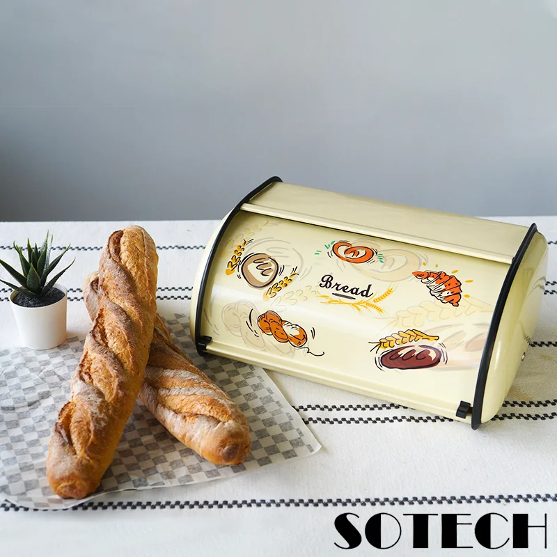 SOTECH Roll Top Metal Bread Box Moisture Proof Household Bread Storage Bin Vintage Kitchen Countertop Organizer For Toast Pastry Dim Sum
SOTECH Roll Top Metal Bread Box Moisture Proof Household Bread Storage Bin Vintage Kitchen Countertop Organizer For Toast Pastry Dim Sum