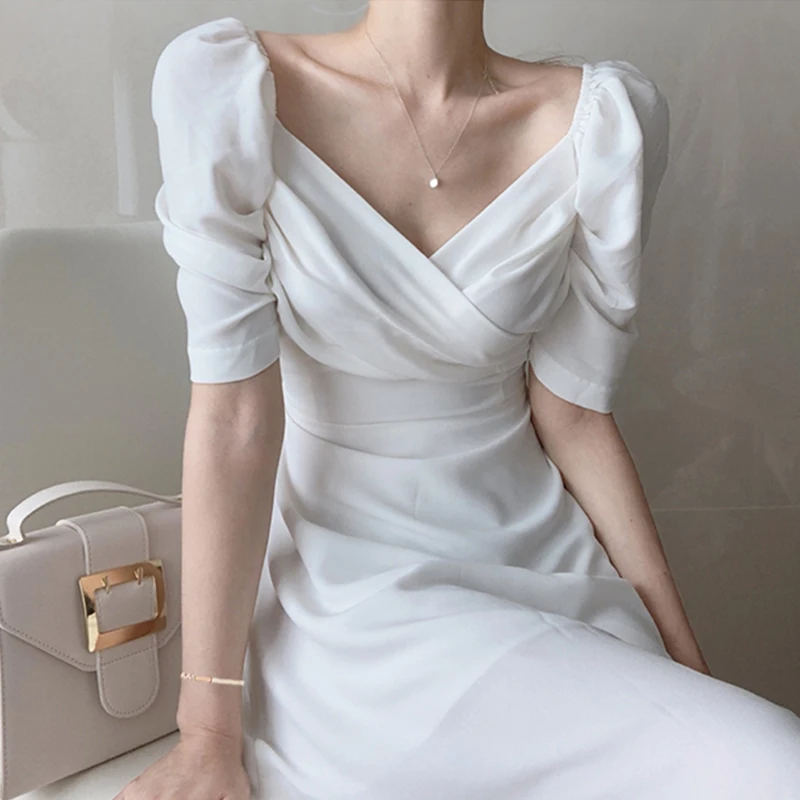 Ele V-ne Long Sve Bubble Sve Chiffon Dr Women's Slimming High Waist Hidden Zipper A-line Gown Spring Summer
Ele V-ne Long Sve Bubble Sve Chiffon Dr Women's Slimming High Waist Hidden Zipper A-line Gown Spring Summer
