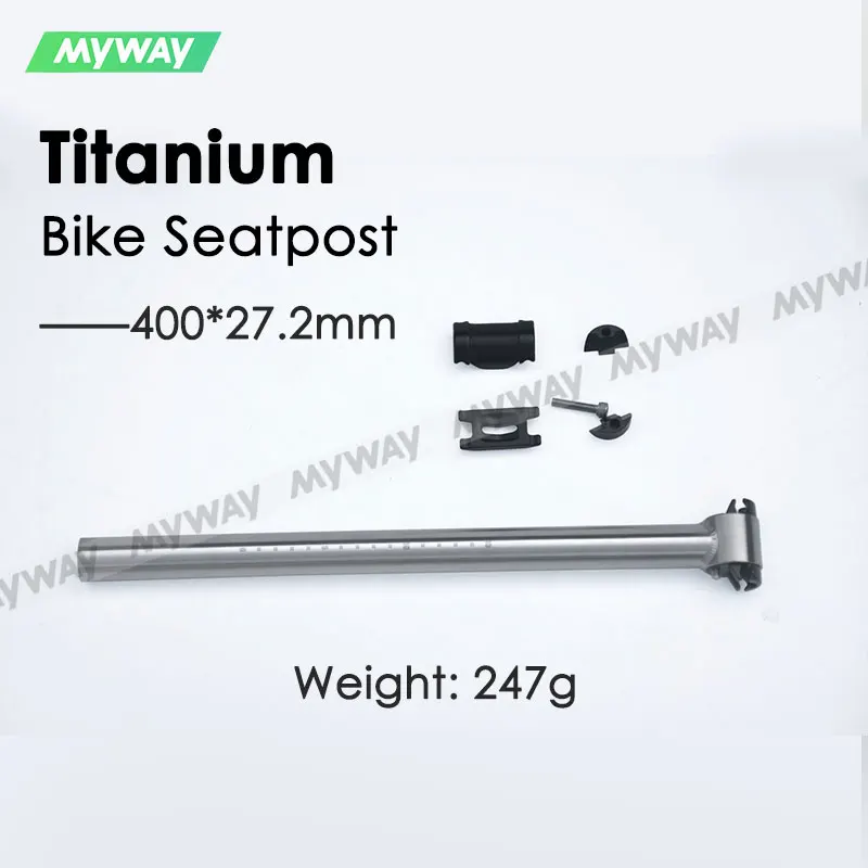 MYWAY 27.2mm Titanium Seatpost 400mm, Lightweight Bicycle Seat Tube for Mountain Road Bike, 0mm Setback
MYWAY 27.2mm Titanium Seatpost 400mm, Lightweight Bicycle Seat Tube for Mountain Road Bike, 0mm Setback