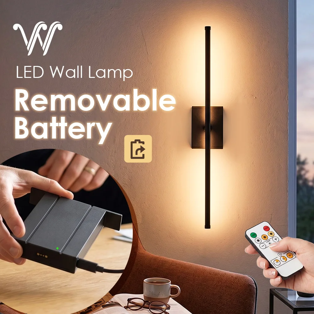 Removable Rechargeable Battery LED Wall Lamp 60cm Dimming Interior Wall Light 360° Rotate with Remote Home Wireless Lighting
Removable Rechargeable Battery LED Wall Lamp 60cm Dimming Interior Wall Light 360° Rotate with Remote Home Wireless Lighting