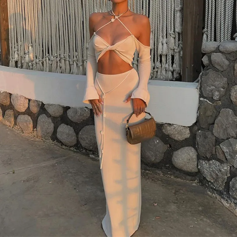 Sexy Knitted Sling Bikini Long Skirt Set Woman Casual Slim Solid Lace Up Tube Tops Slit Skirt Set Female Summer Beach Party Suit
Sexy Knitted Sling Bikini Long Skirt Set Woman Casual Slim Solid Lace Up Tube Tops Slit Skirt Set Female Summer Beach Party Suit