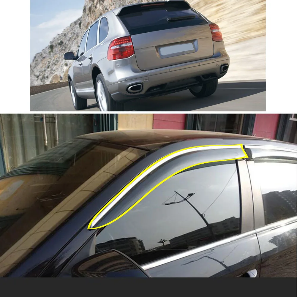 Car Body Styling Sticker Plastic Window Glass Wind Visor Rain/Sun Guard Vent Parts For PORSCHE Cayenne 2006 2007 2008 2009 2010
Car Body Styling Sticker Plastic Window Glass Wind Visor Rain/Sun Guard Vent Parts For PORSCHE Cayenne 2006 2007 2008 2009 2010