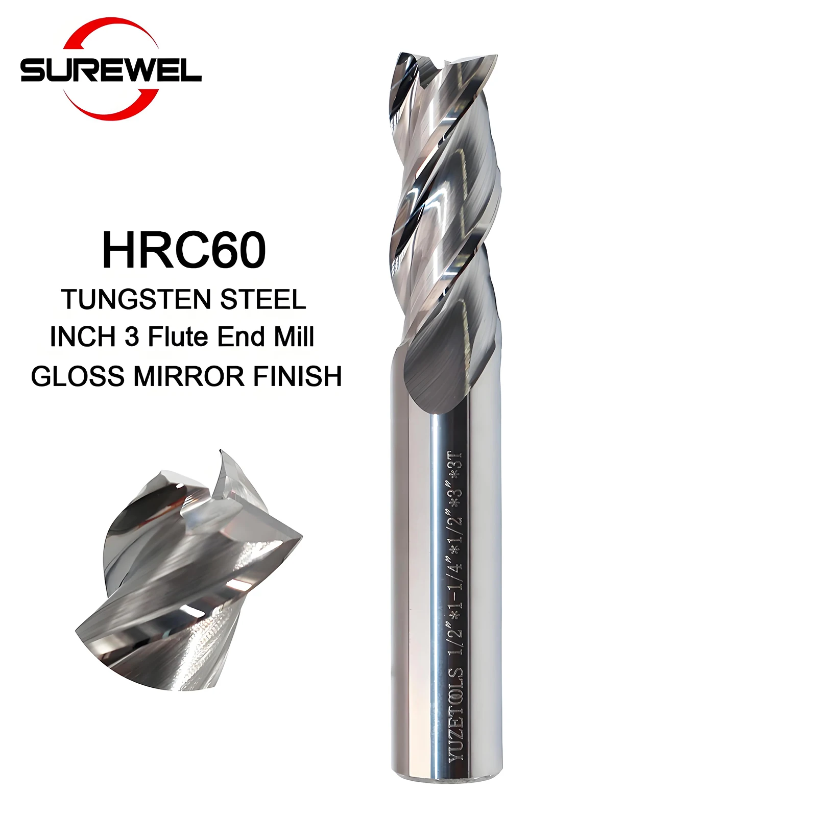 SUREWEL HRC60 Твердосплавная квадратная концевая фреза Высокоточные фрезерные фрезы с ЧПУ набор 3Flute 1/8" 1/4" Фрезерный инструмент для металла, алюминия, меди
SUREWEL HRC60 Твердосплавная квадратная концевая фреза Высокоточные фрезерные фрезы с ЧПУ набор 3Flute 1/8" 1/4" Фрезерный инструмент для металла, алюминия, меди