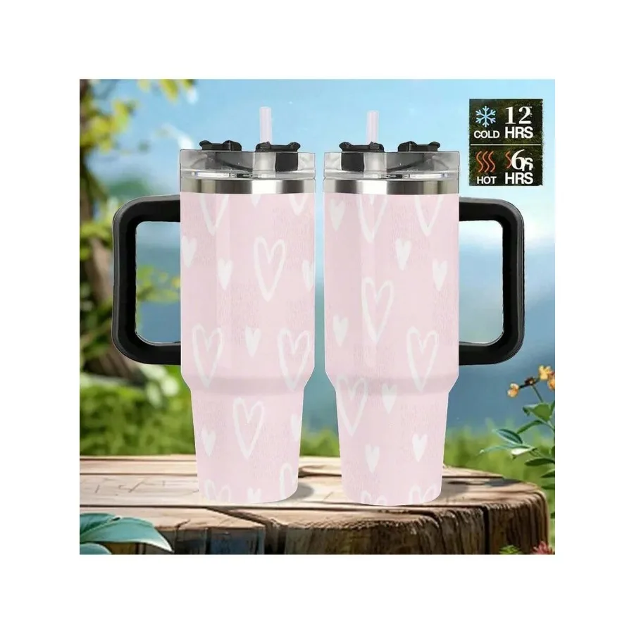 1 Pc 40oz Stainless Steel Tumbler - Double Wall ulated Travel Mug For Coffee and Water, Pink Hearts Pattern Background Termos,
1 Pc 40oz Stainless Steel Tumbler - Double Wall ulated Travel Mug For Coffee and Water, Pink Hearts Pattern Background Termos,