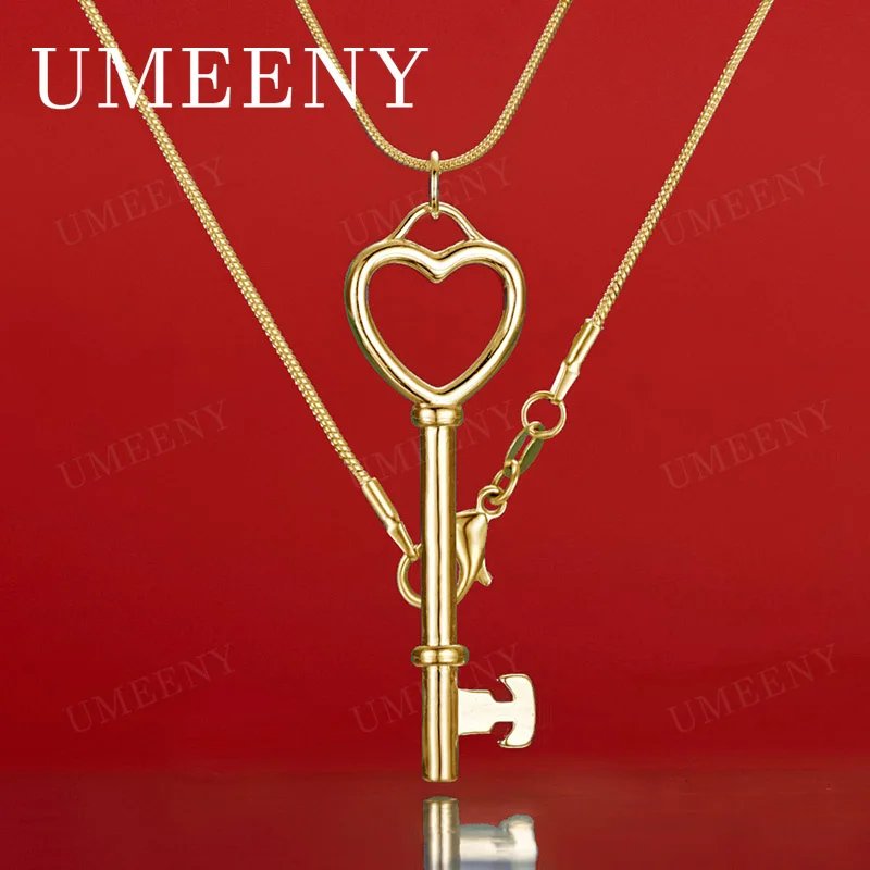 925 Sterling Silver 18K Gold 16-30 Inch Exquisite Heart Key Pendant Necklace Women Fashion Gift Wedding Jewelry
925 Sterling Silver 18K Gold 16-30 Inch Exquisite Heart Key Pendant Necklace Women Fashion Gift Wedding Jewelry