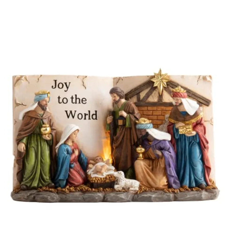 Christmas Nativity Set with Lights Large Red Gold Holy Family Nativity Scenes Resin Manger for Xmas Indoor Home Table Fireplace
Christmas Nativity Set with Lights Large Red Gold Holy Family Nativity Scenes Resin Manger for Xmas Indoor Home Table Fireplace