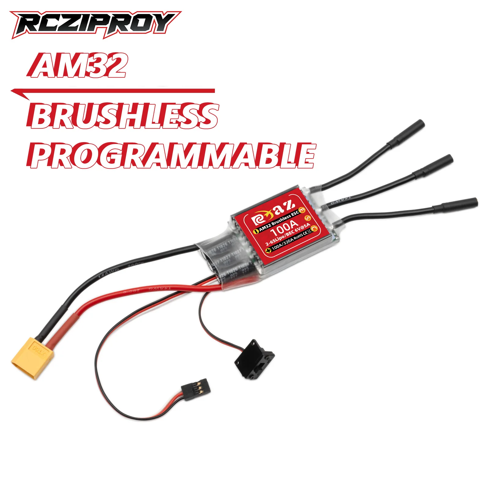 RCZIPROY RC AM32 100A Бесщеточный регулятор скорости ESC для 1/8 1/10 RC Car Axial scx10 D90 HPI Traxxas Tamiya Tracked
RCZIPROY RC AM32 100A Бесщеточный регулятор скорости ESC для 1/8 1/10 RC Car Axial scx10 D90 HPI Traxxas Tamiya Tracked