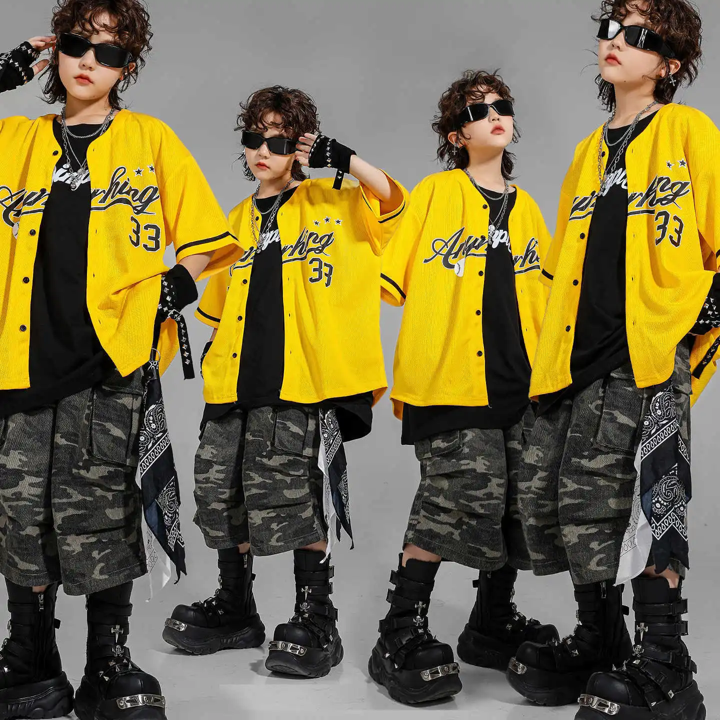 Kid Kpop Hip Hop Clothing Yellow Baseball Cardigan Shirt Camouflage Cargo Shorts Middle Pants for Girl Boy Dance Costume Clothes
Kid Kpop Hip Hop Clothing Yellow Baseball Cardigan Shirt Camouflage Cargo Shorts Middle Pants for Girl Boy Dance Costume Clothes