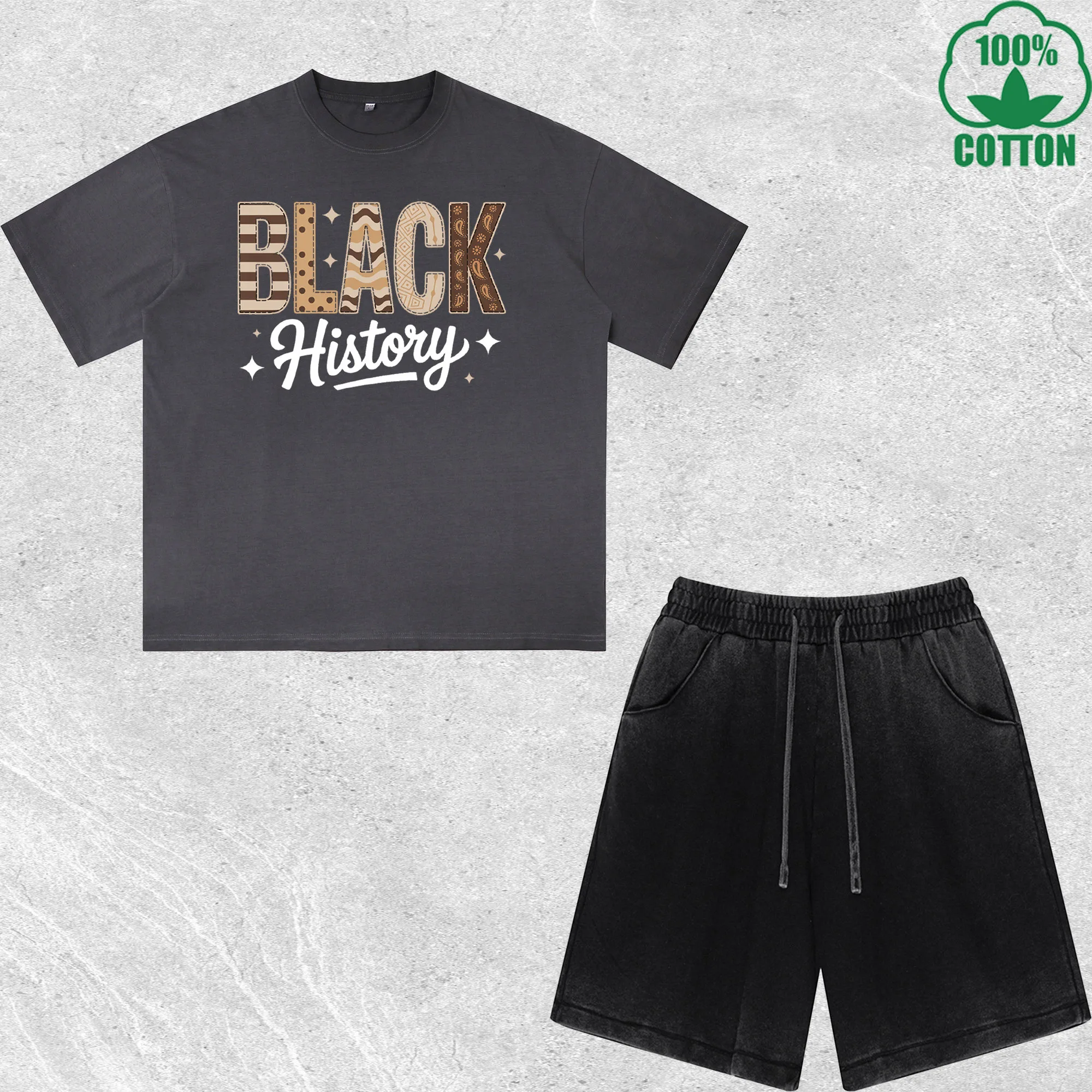 Black History Printed Dirty Wash T-Shirt Shorts Set Multicolor Combo Loose Trendy Fashionable 100%Cotton Short Value Pack
Black History Printed Dirty Wash T-Shirt Shorts Set Multicolor Combo Loose Trendy Fashionable 100%Cotton Short Value Pack