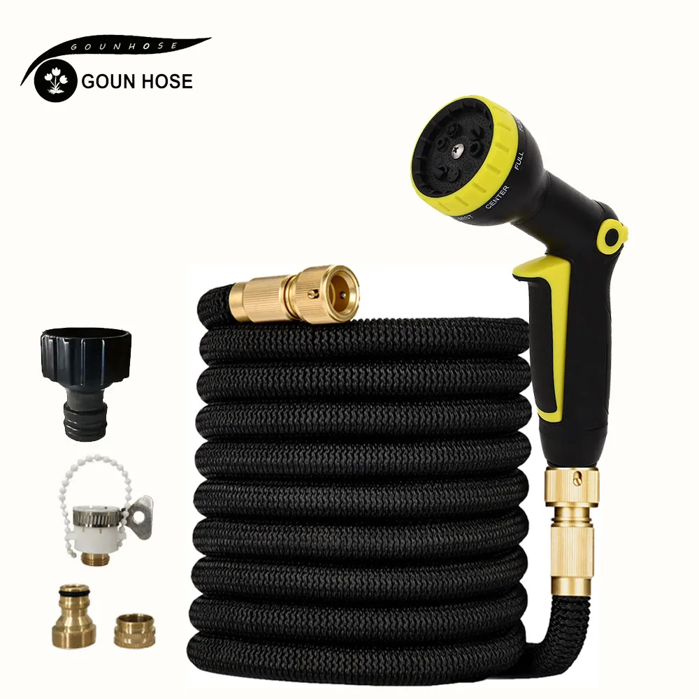 Садовый поливочный шланг, многофункциональный водяной пистолет, гибкий и растягивающийся резиновый шланг для орошения газонов и мойки автомобилей 
Садовый поливочный шланг, многофункциональный водяной пистолет, гибкий и растягивающийся резиновый шланг для орошения газонов и мойки автомобилей
