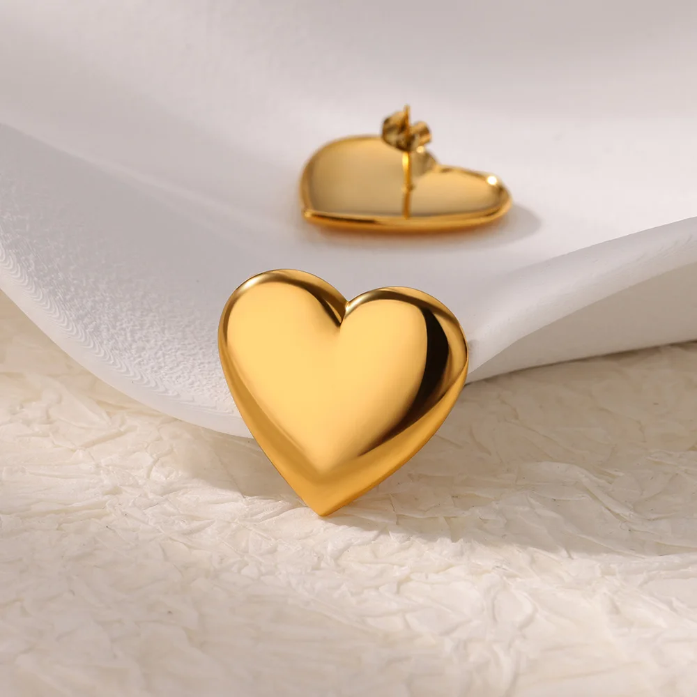 Stainless Steel Chunky Heart Stud Earring for Women Gold Color Cute Heart Wedding Aesthetic Earring Jewelry Accessories Gift BFF
Stainless Steel Chunky Heart Stud Earring for Women Gold Color Cute Heart Wedding Aesthetic Earring Jewelry Accessories Gift BFF