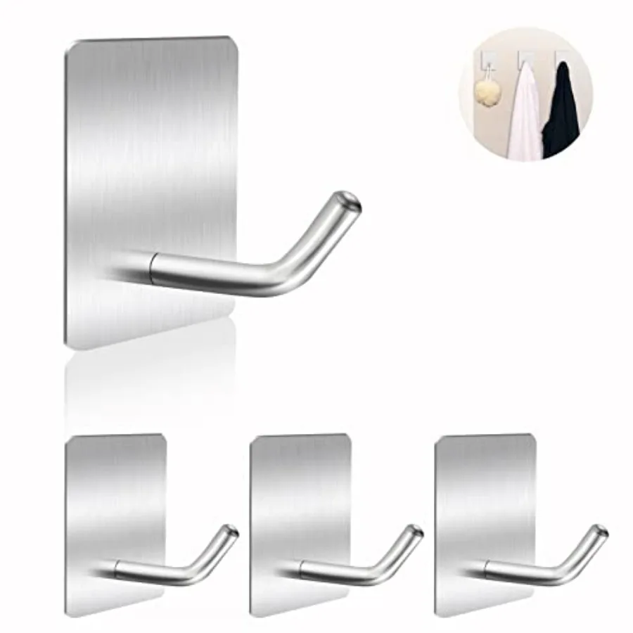 Heavy Duty Stainless Steel Self Adhesive Wall Hooks, Sticky Towel Hangers for Kitchen Bathroom Office, Waterproof Stick on Door
Heavy Duty Stainless Steel Self Adhesive Wall Hooks, Sticky Towel Hangers for Kitchen Bathroom Office, Waterproof Stick on Door