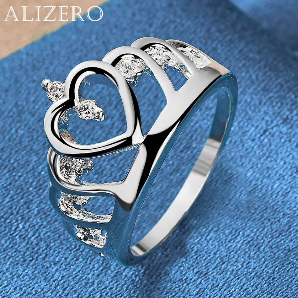 ALIZERO 925 Sterling Silver Ring Shiny Zirconia Heart Crown Ring For Women Wedding Engagement Gifts Fashion Party Charm Jewelry
ALIZERO 925 Sterling Silver Ring Shiny Zirconia Heart Crown Ring For Women Wedding Engagement Gifts Fashion Party Charm Jewelry