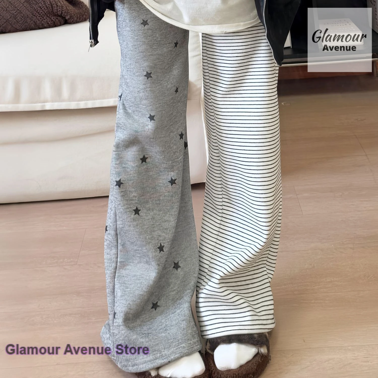 Korean personality girl design sense stripe stitching star pants female spring and autumn new fashion straight AB wide-leg pants
Korean personality girl design sense stripe stitching star pants female spring and autumn new fashion straight AB wide-leg pants