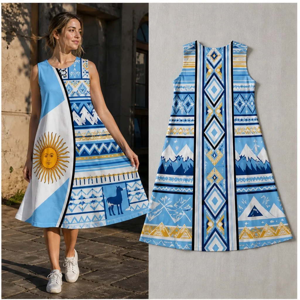 Women Sleeveless Loose Dress Argentina Flag Sun Mountain Llama Print Casual A Line Midi Dress For Travel Holiday Daily Wear Easy
Women Sleeveless Loose Dress Argentina Flag Sun Mountain Llama Print Casual A Line Midi Dress For Travel Holiday Daily Wear Easy