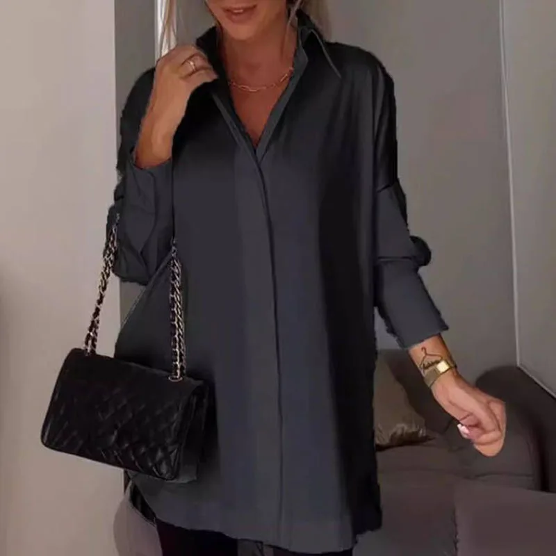 Spring Summer Office T-shirt Tops 2024 Solid Simple Lapel V-Neck Blouse Pullover Commute Lady Long Sleeve Shirts Clothing Women
Spring Summer Office T-shirt Tops 2024 Solid Simple Lapel V-Neck Blouse Pullover Commute Lady Long Sleeve Shirts Clothing Women