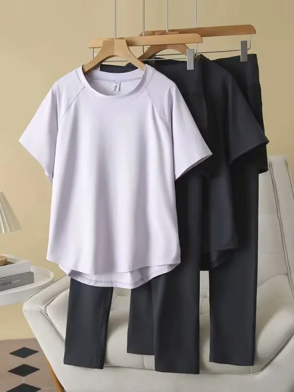 plus Size Women's Sportswear Set Summer Loose Slimming Short Sleeve Top Long Pants Versatile Casual Fashion plus Size Clothes
plus Size Women's Sportswear Set Summer Loose Slimming Short Sleeve Top Long Pants Versatile Casual Fashion plus Size Clothes
