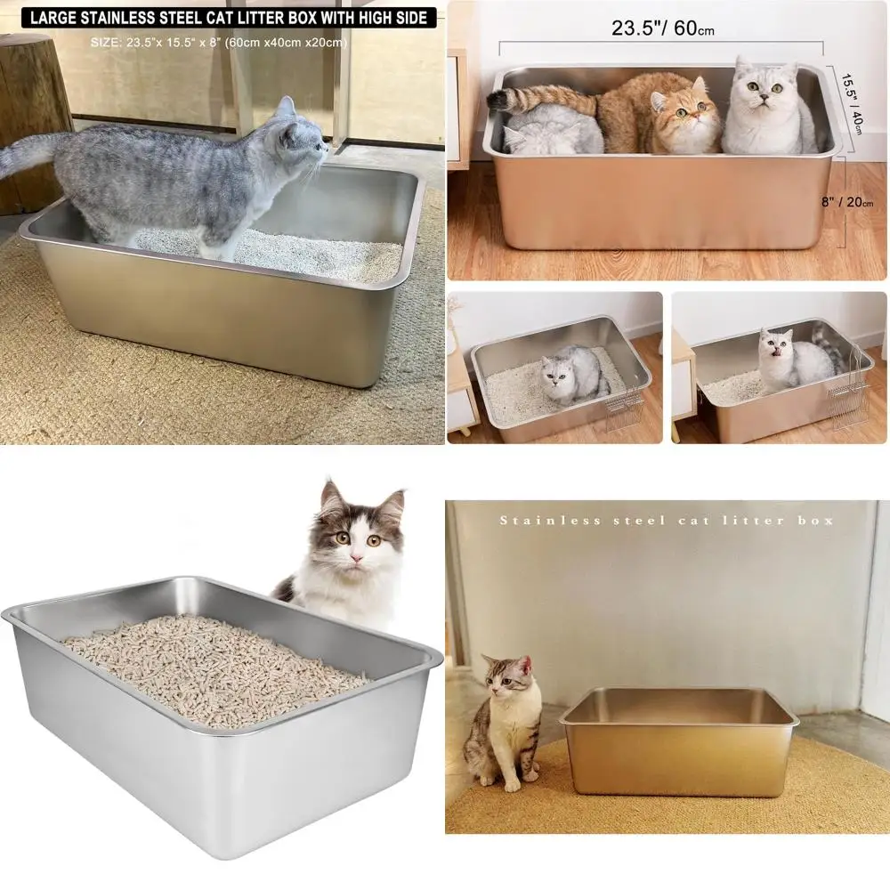 Large Rustproof Metal Cat Litter Box, Odorless, Stain-Free, Non-Stick, Anti-Slip, 23.5L x 15.5W x 8H
Large Rustproof Metal Cat Litter Box, Odorless, Stain-Free, Non-Stick, Anti-Slip, 23.5L x 15.5W x 8H