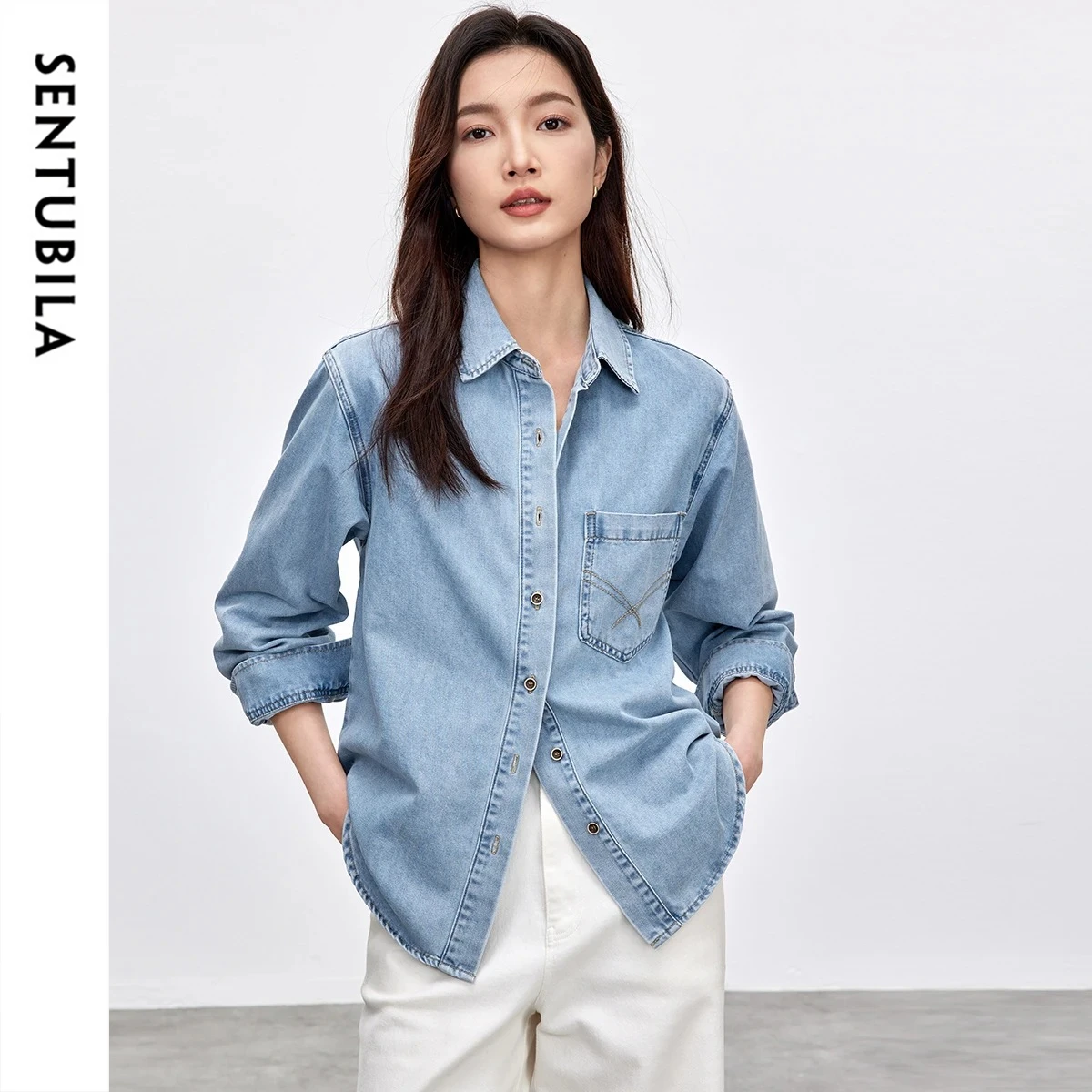 SENTUBILA Denim Jacket Casual Loose Fit Polo New in Jackets Women Vintage Autumn 2026 Pocket Long Sleeve Female Tops W51W58819
SENTUBILA Denim Jacket Casual Loose Fit Polo New in Jackets Women Vintage Autumn 2026 Pocket Long Sleeve Female Tops W51W58819