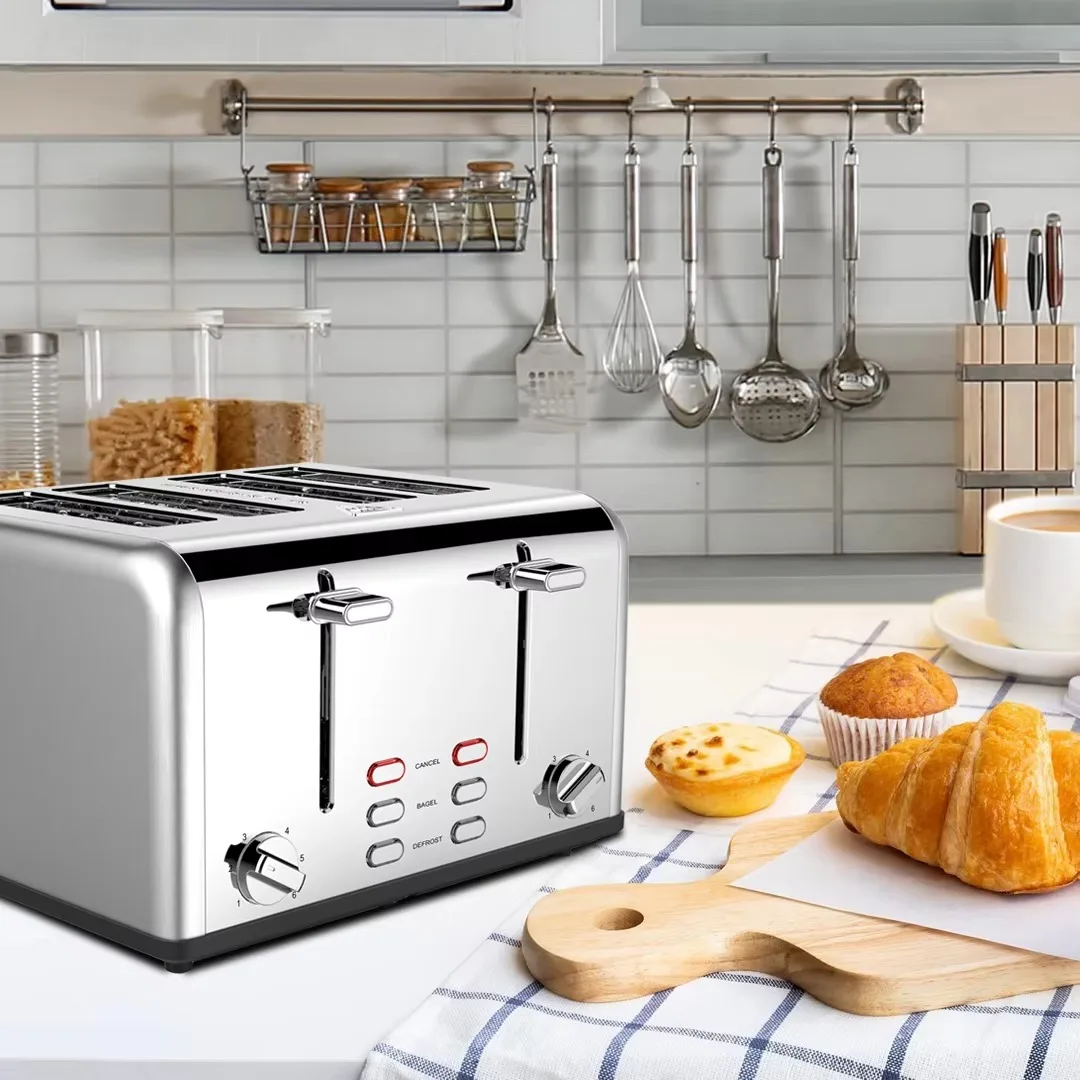 4-Slice Electric Toaster Extra Wide Slot 6-Level Browning Stainless Steel Variable Browning Control Removable Crumb Tray Hotel
4-Slice Electric Toaster Extra Wide Slot 6-Level Browning Stainless Steel Variable Browning Control Removable Crumb Tray Hotel