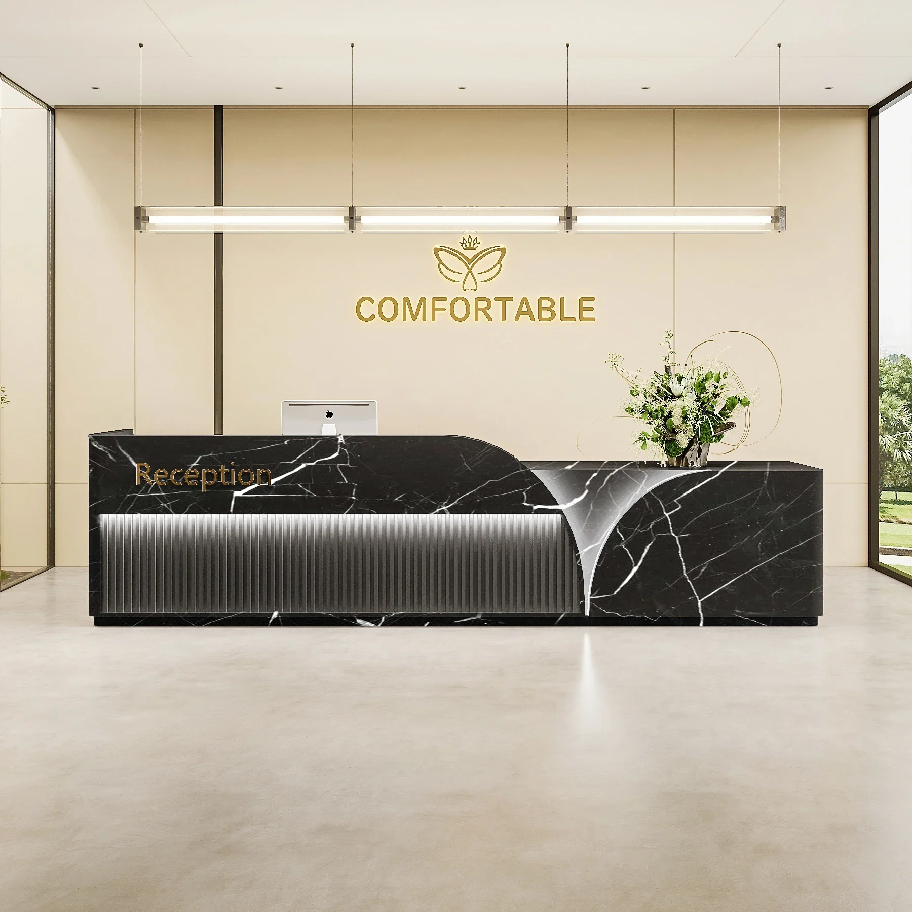 Simple modern hotel lobby hall multifunctional baking paint company office reception desk bar checkout page counter
Simple modern hotel lobby hall multifunctional baking paint company office reception desk bar checkout page counter