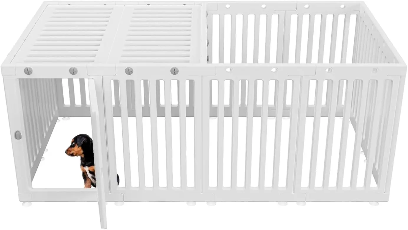 Dog Playpen with Door & Cover Top,16*Fence Panel Puppy Playpen, 2 Room Dog Crate, Pet Playpen for Small & Medium Dogs,
Dog Playpen with Door & Cover Top,16*Fence Panel Puppy Playpen, 2 Room Dog Crate, Pet Playpen for Small & Medium Dogs,