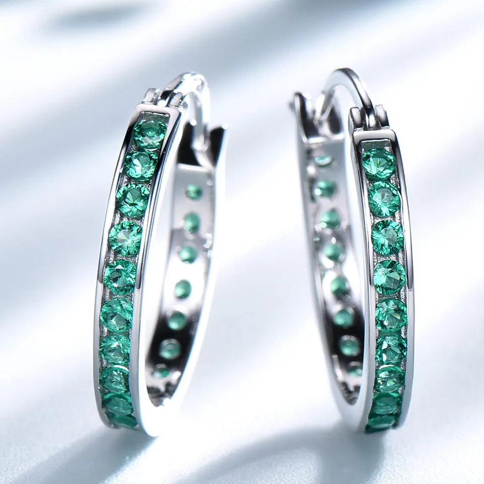 Personality 925 Sterling Silver Hoop Earring Full Green Zircon Silver Women Earrings
Personality 925 Sterling Silver Hoop Earring Full Green Zircon Silver Women Earrings