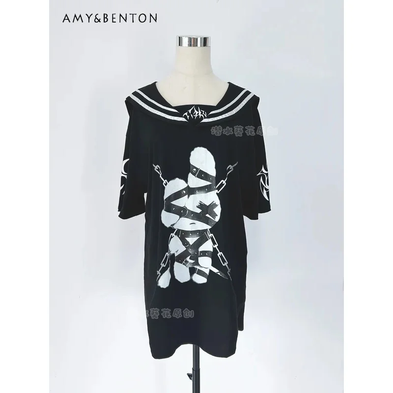 25COSSubculture Темно-синий воротник Готическая анимационная футболка с принтом Mine Series с короткими рукавами Летняя футболка Y2K в стиле панк большого размера в японском стиле
25COSSubculture Темно-синий воротник Готическая анимационная футболка с принтом Mine Series с короткими рукавами Летняя футболка Y2K в стиле панк большого размера в японском стиле