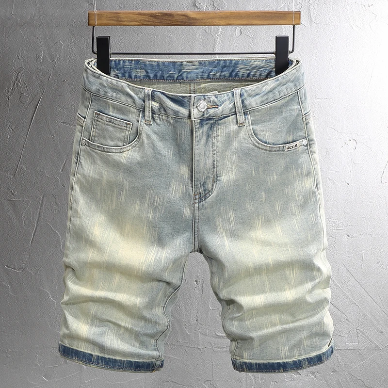 Fashion Designer Men Jeans Summer Casual Stretch Slim Fit Ripped Short Jeans Hombre Retro Washed Blue Vintage Denim Shorts Men
Fashion Designer Men Jeans Summer Casual Stretch Slim Fit Ripped Short Jeans Hombre Retro Washed Blue Vintage Denim Shorts Men