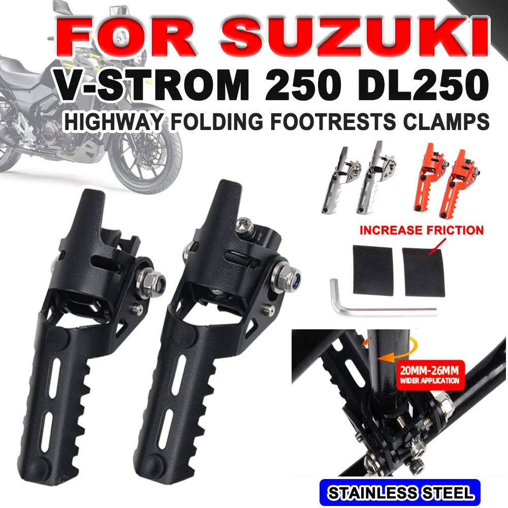 For Suzuki VSTROM 250 DL250 250XT Motorcycle Accessories Highway Front Foot Pegs Folding Footrests Clamps Diameter 20mm-26mm
For Suzuki VSTROM 250 DL250 250XT Motorcycle Accessories Highway Front Foot Pegs Folding Footrests Clamps Diameter 20mm-26mm